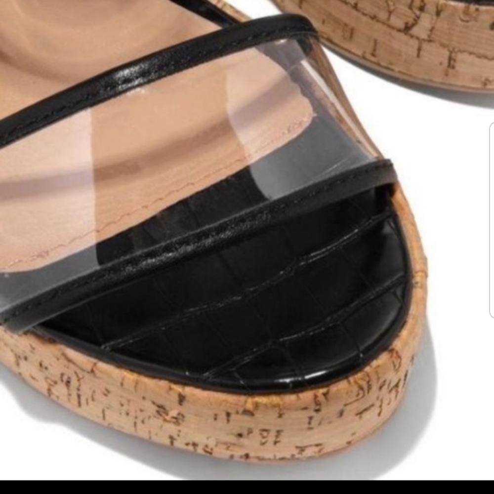 Cork Wedge Platform in Black/Clear - Picture 4 of 4